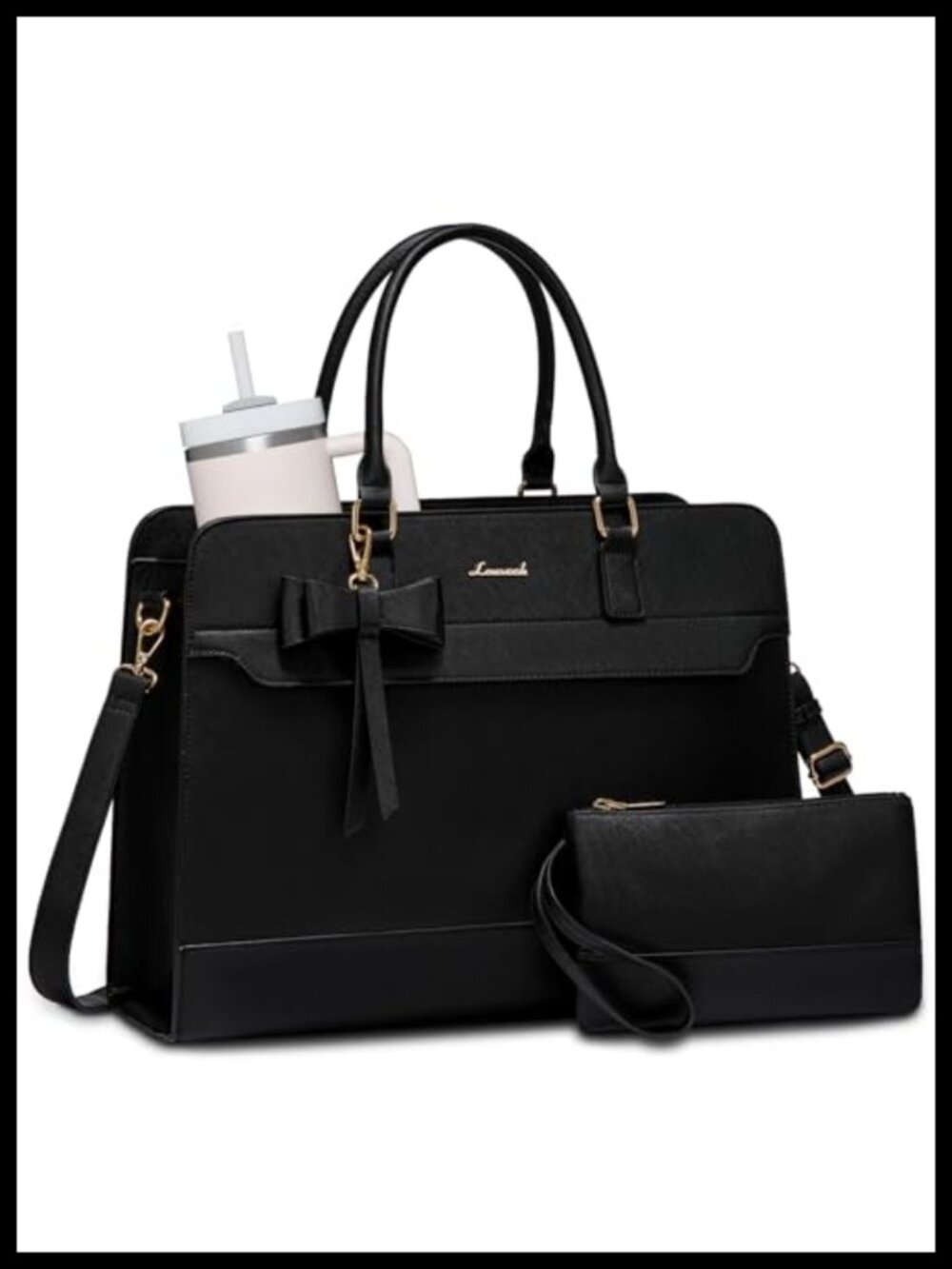 Women's PU Leather Laptop Tote Bag Waterproof Briefcase Work Bag Teacher Gift